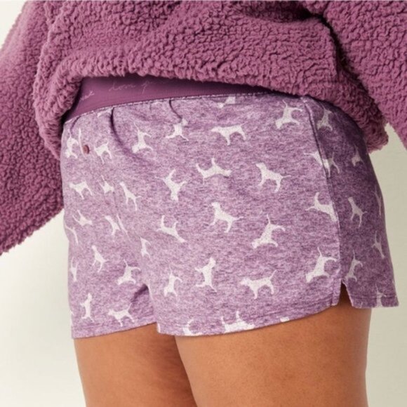 Victoria's Secret Pink | Purple Flannel Sleep Boxy Short Shortie Dogs | Size XXL - Picture 3 of 14